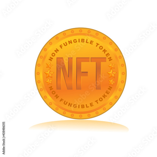 NFT Non Fungible tokens.NFT coin icon.  certifies a digital asset to be unique. vector illustration