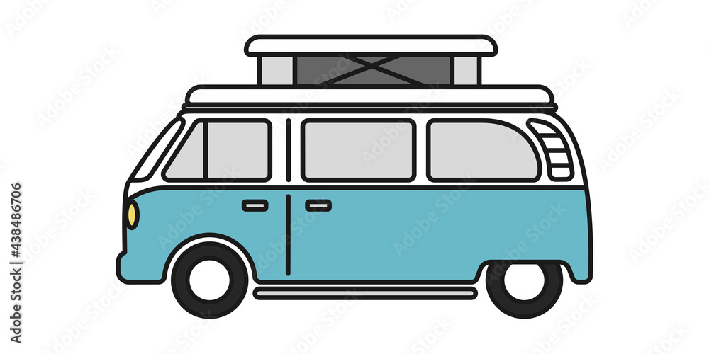 Pop top camper van or travel RV for van life in vector icon Stock Vector |  Adobe Stock