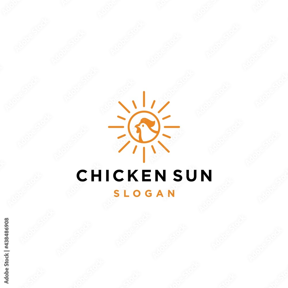 chicken and sun logo icon, fast food rooster logo with sunrise or sunset line icon Illustration chicken and sun logo icon, fast food rooster logo with sunrise or sunset line icon Illustration