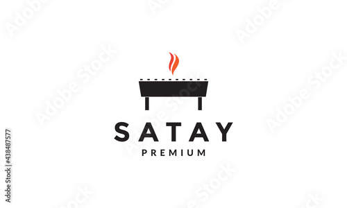 satay grill logo vector icon illustration design