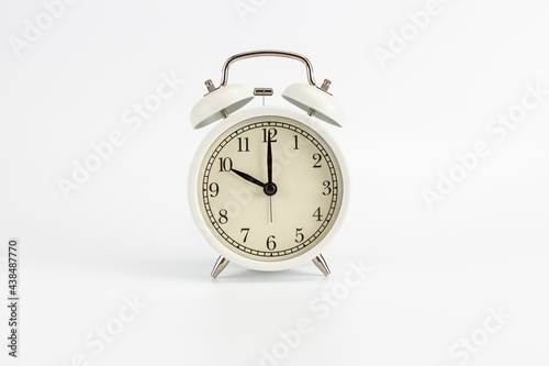 Wallpaper Mural White retro clock alarm clock on white background shows 10 am or 10 pm or 10:00 or 22:00 Torontodigital.ca