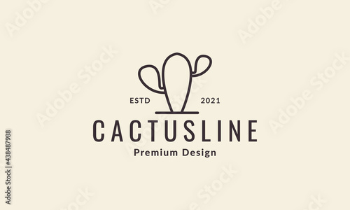 lines hipster cactus logo vector icon illustration design