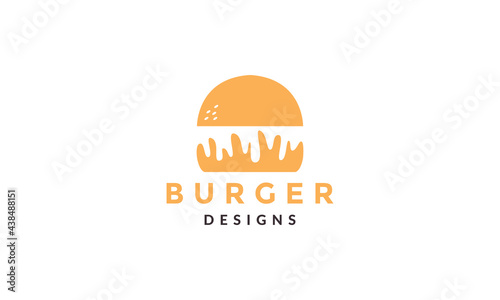 modern shape fast food burger orange logo vector icon illustration design