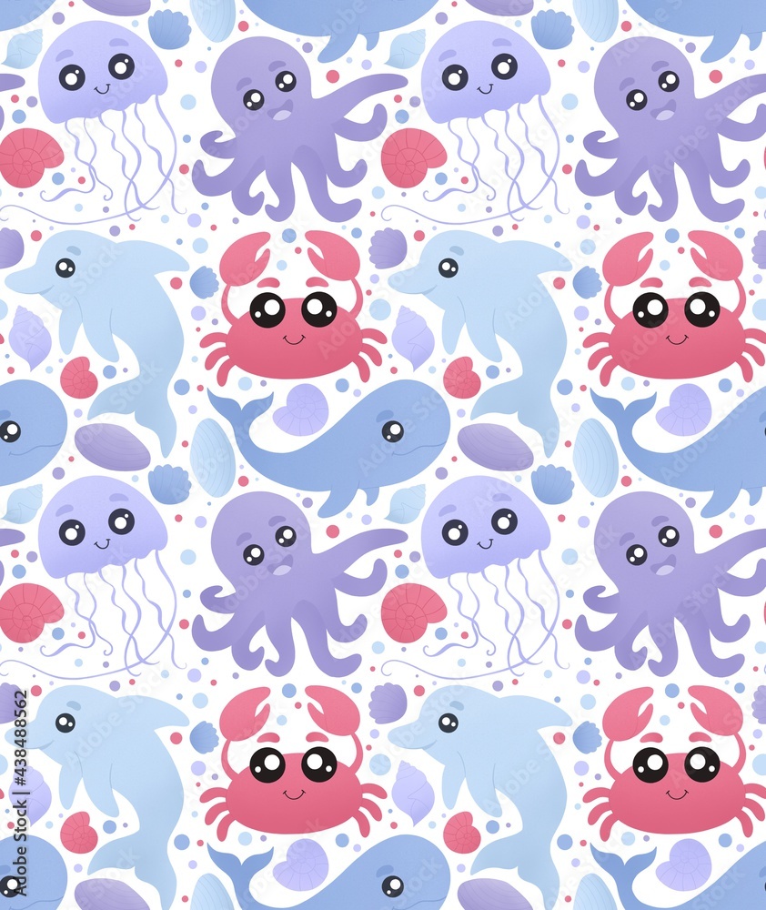 Obraz premium cute pattern with sea animals