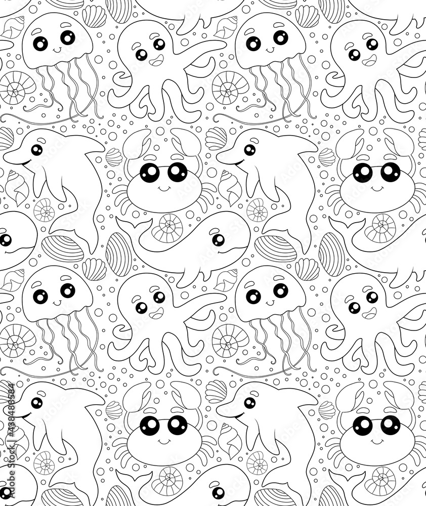 cute pattern with sea animals