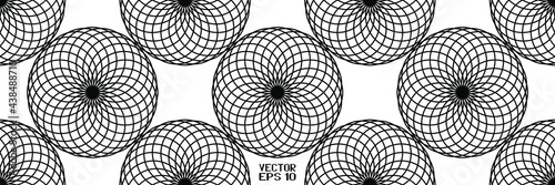 Abstract Seamless Black and White Geometric Pattern with Squares. Contrasty Optical Psychedelic Illusion. Spotted Repeating Texture. Vector. 3D Illustration