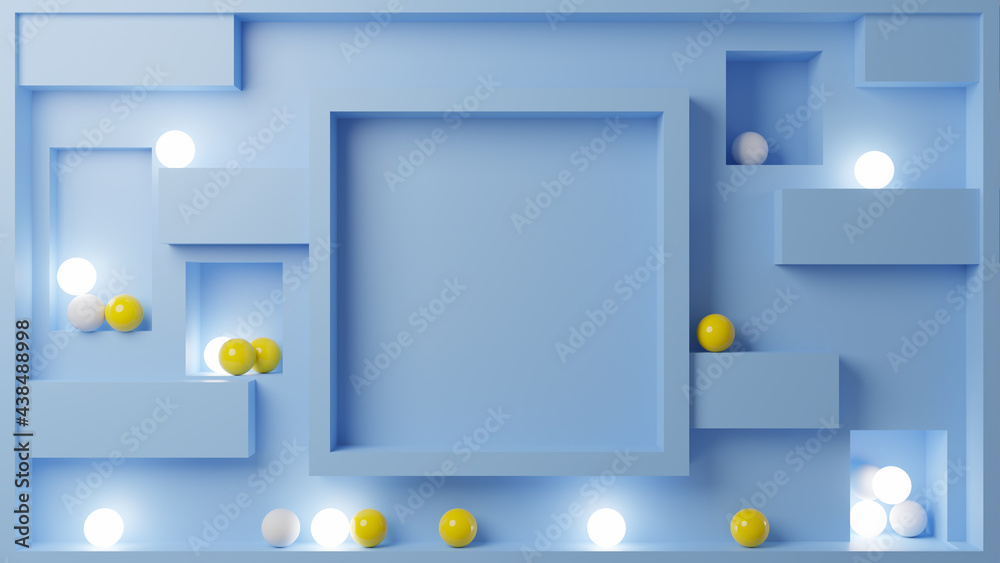 Fototapeta premium 3D Illustration of a blue surface and colorful spheres