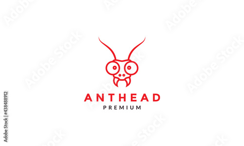 cartoon lines head ant red logo vector icon illustration design