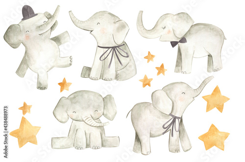 Canvas Print Baby elephant watercolor illustration nursery
