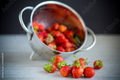 Wallpaper Mural red ripe natural strawberries on a wooden table Torontodigital.ca