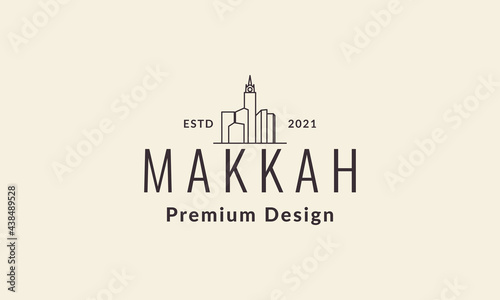 lines Mecca skyscraper logo vector icon illustration design