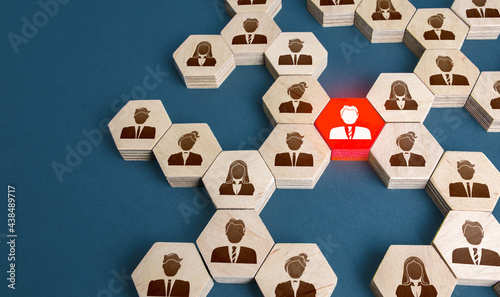Картината върху платно Red man in the general structure of people's connections