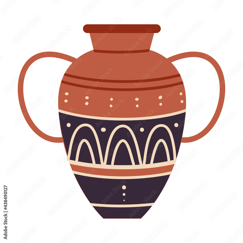 Egyptian Clay Vase with Old Ornament Vector Illustration