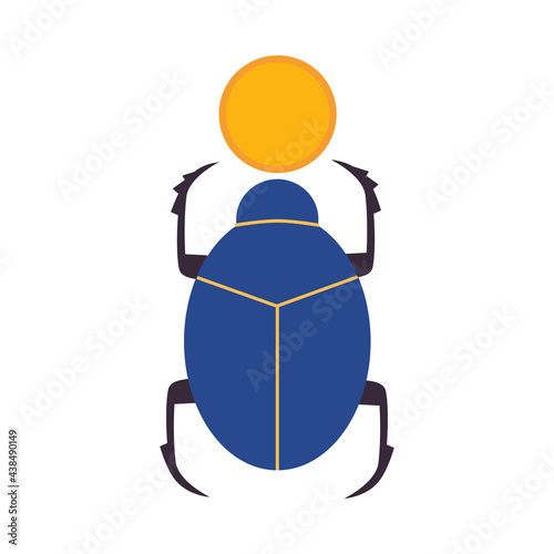 Kheper or Scarab Beetle as Ancient Egyptian Religion Symbol Vector Illustration