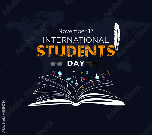 World students day. November 17. concept with book. Vector Illustration.