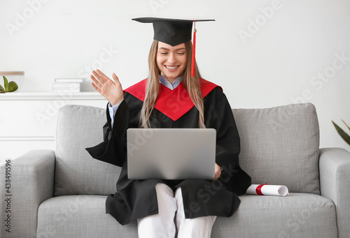 Happy female student on her...