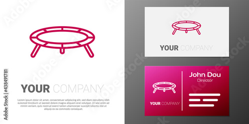 Logotype line Jumping trampoline icon isolated on white background. Logo design template element. Vector