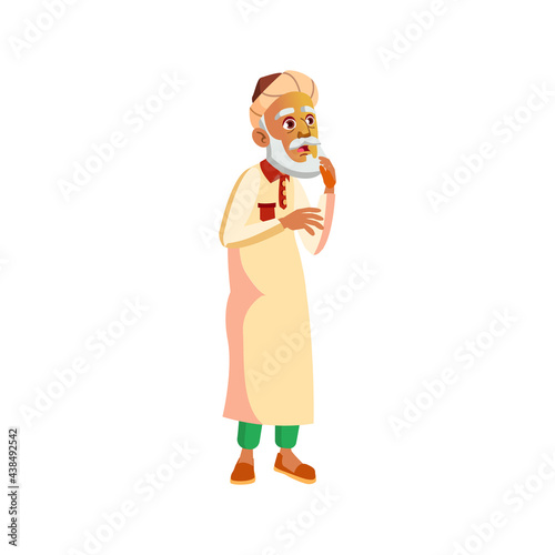 shocked arab man looking at forest fire cartoon vector. shocked arab man looking at forest fire character. isolated flat cartoon illustration