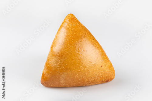 Arabic beef sfiha isolated on white background.