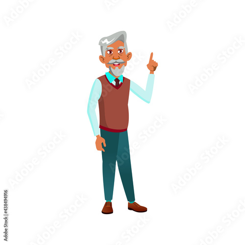 latino old man speaking with client cartoon vector. latino old man speaking with client character. isolated flat cartoon illustration