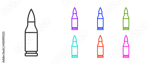 Black line Bullet icon isolated on white background. Set icons colorful. Vector