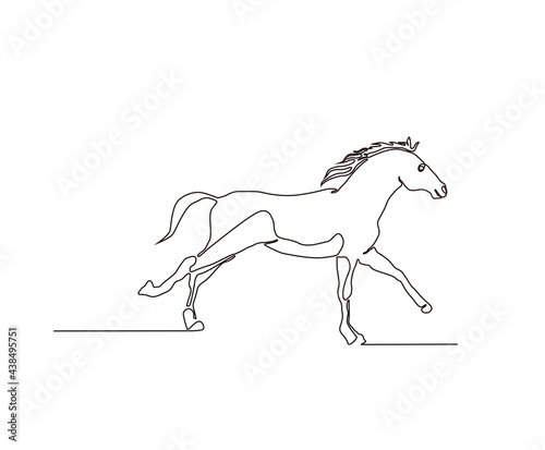 Continuous line art drawing of Horse. Minimalist black horse outline design. editable active stroke vector.