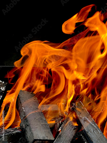 Beautiful flames of fire burning in the brazier