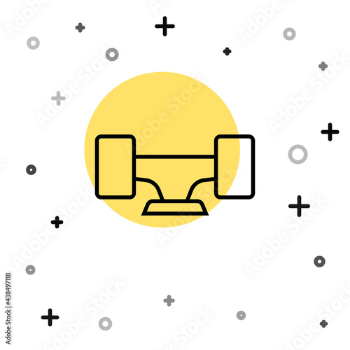 Black line Skateboard wheel icon isolated on white background. Skateboard suspension. Skate wheel. Random dynamic shapes. Vector