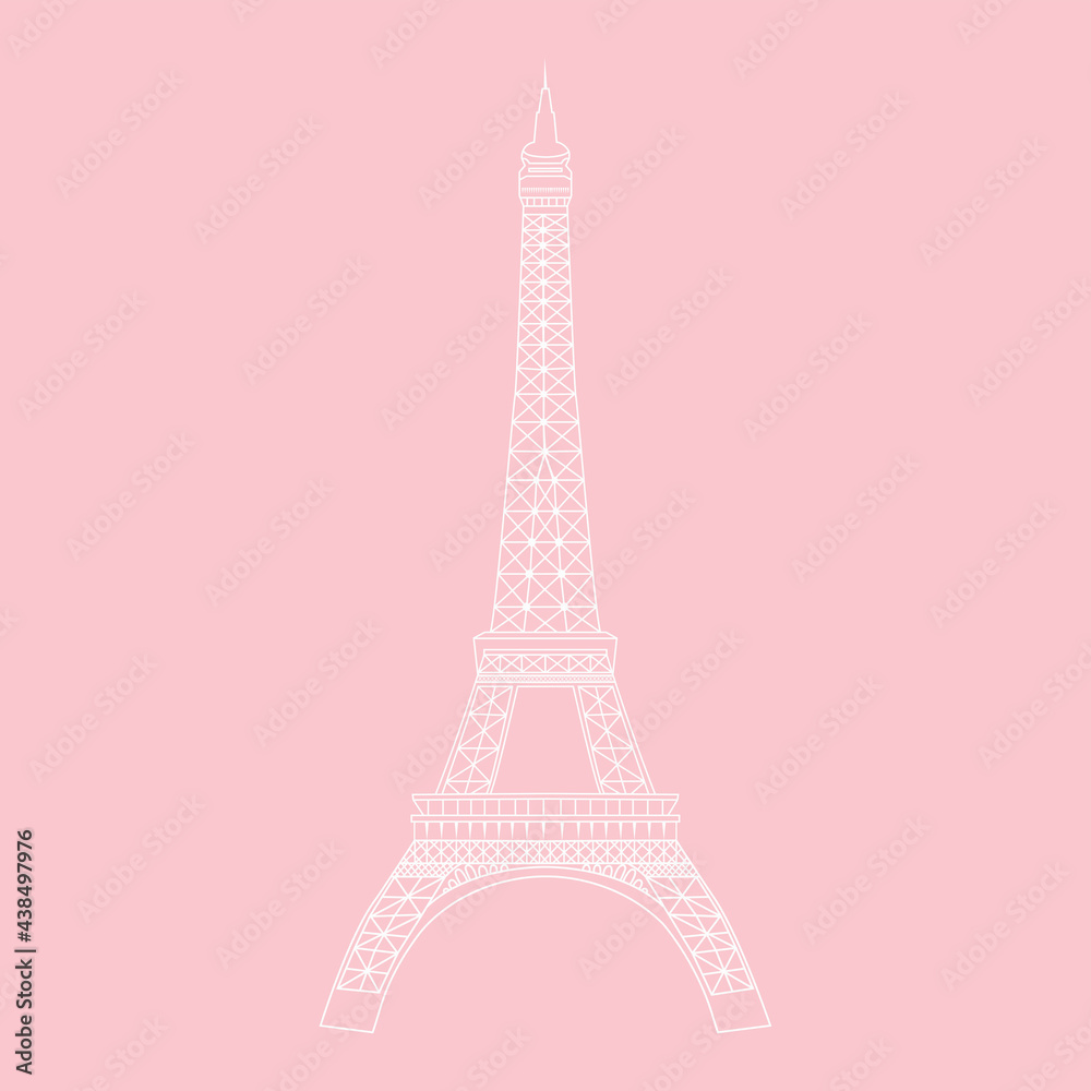 Paper cut of France landmark, travel and tourism concept. Silhouette of Eiffel tower. Vector illustration. Paper art of Paris. Origami concept.