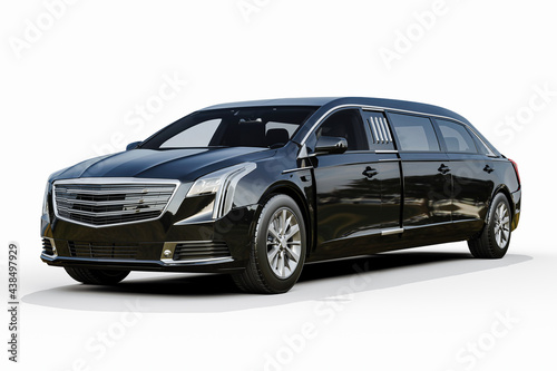 Fototapeta 3d render of luxury limousine on white background