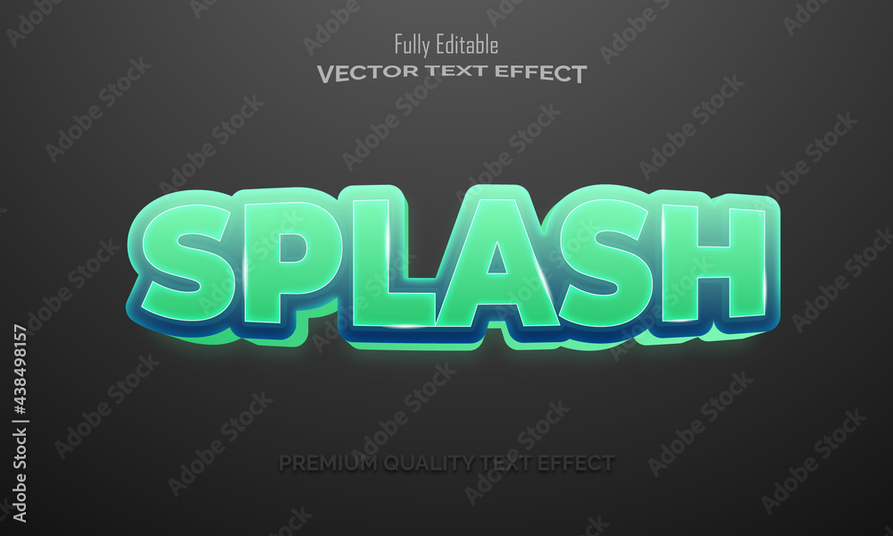 Splash text effect, fully editable text style vector