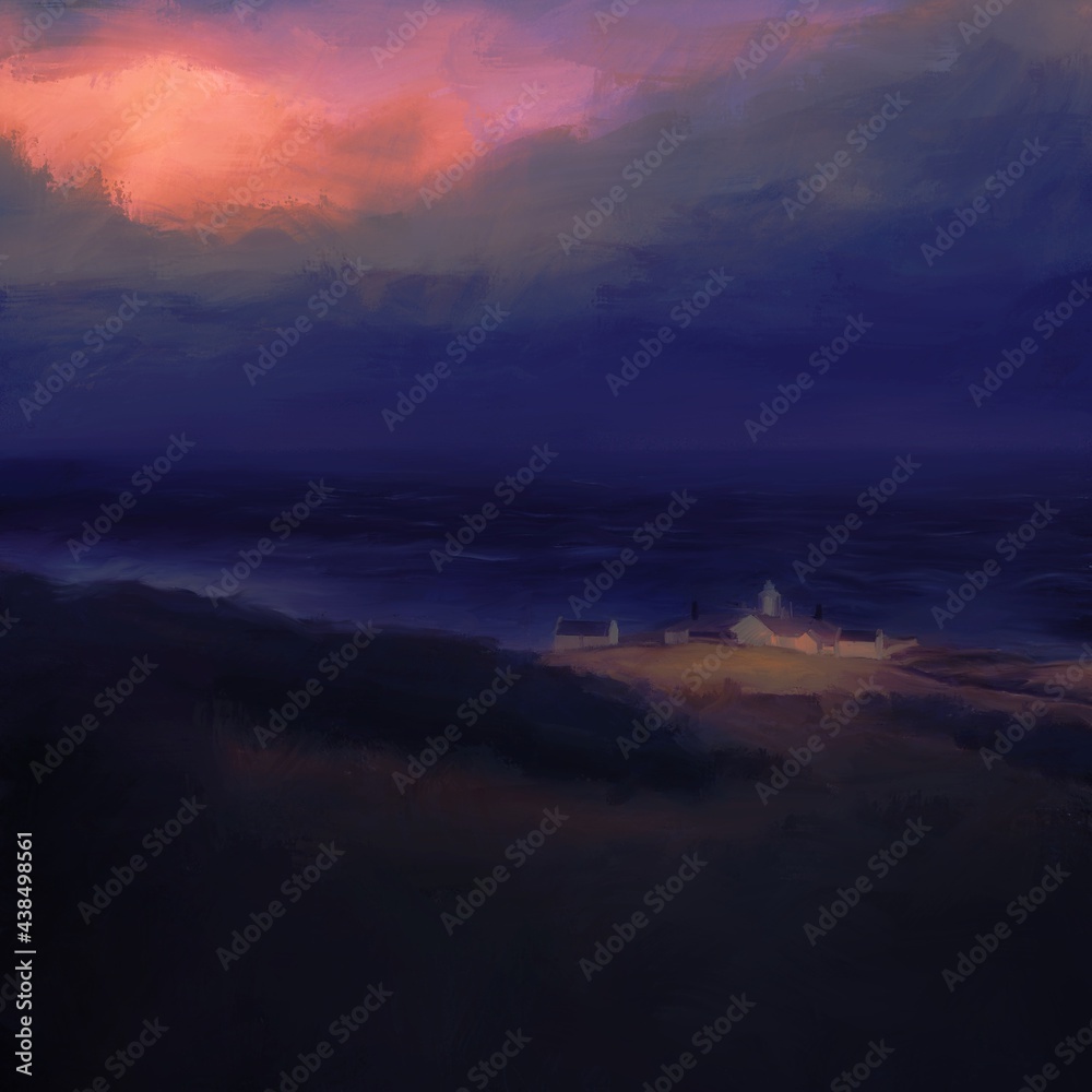 Obraz premium Oil painting of Swanage lighthouse
