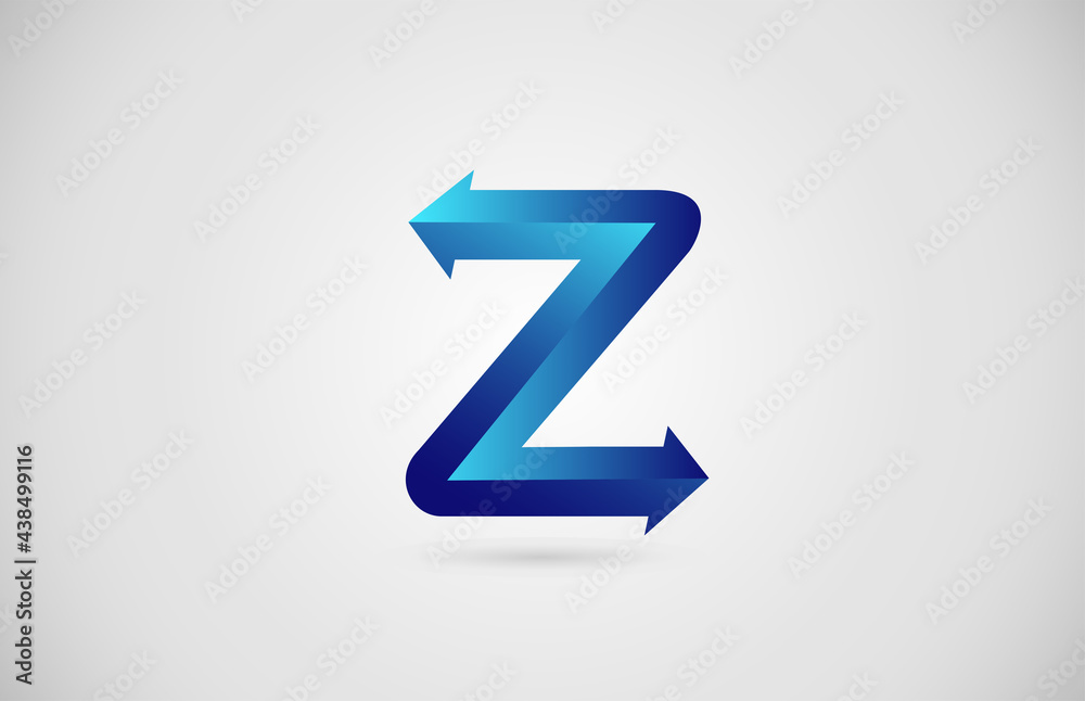 blue gradient arrow Z alphabet letter logo icon for business and company. Creative design for corporate blue gradient arrow Z alphabet letter logo icon for business and company. Creative design for corporate