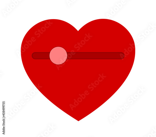 Switch and lever to turn on or off romantic love heart. Tool for start and end of romance and amorous feeling and emotion. Illustration