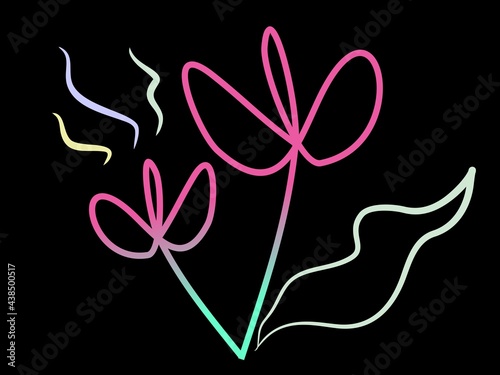 line art flowers summer doodle 