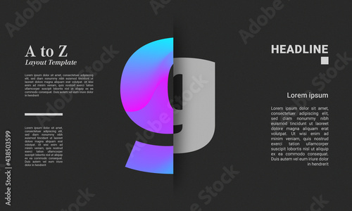 Sliced letter g alphabet colourful gradient poster layout letters abc ABC