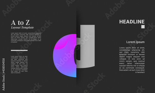 Sliced letter d alphabet colourful gradient poster layout letters abc ABC