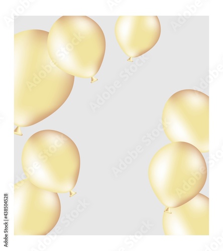 Vector illustration on a light gray background with golden balloons .It can be used as an invitation template,greeting card, poster, banner, or for printing