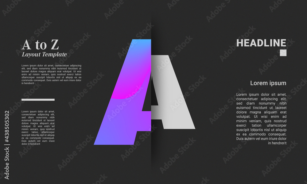 Sliced letter A alphabet colourful gradient poster layout letters abc ...