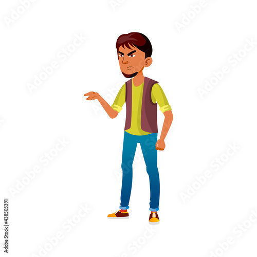angry boy teenager requires explanation cartoon vector. angry boy teenager requires explanation character. isolated flat cartoon illustration