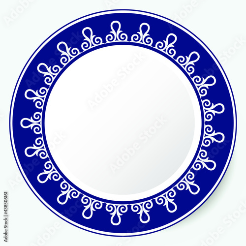 Round Frame, workpiece for your design. Ornamental elements and motifs of Kazakh, Kyrgyz, Uzbek, national Asian decor for plate, textile and print design. Circle frame. Vector. 