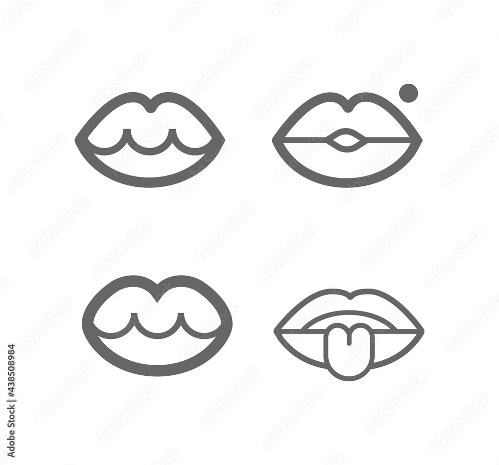 Lips, mouth line icon set Lips, mouth line icon set