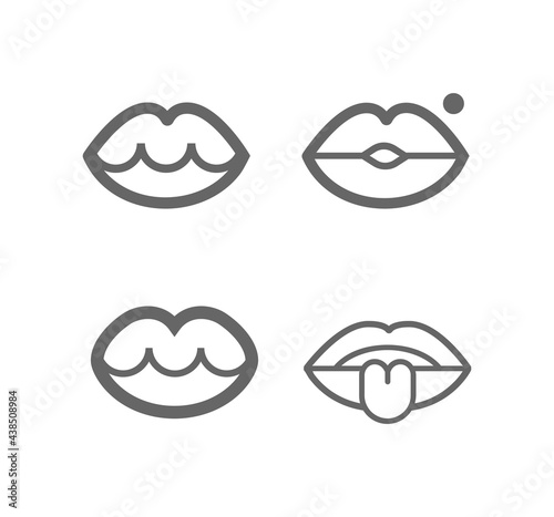 Lips, mouth line icon set