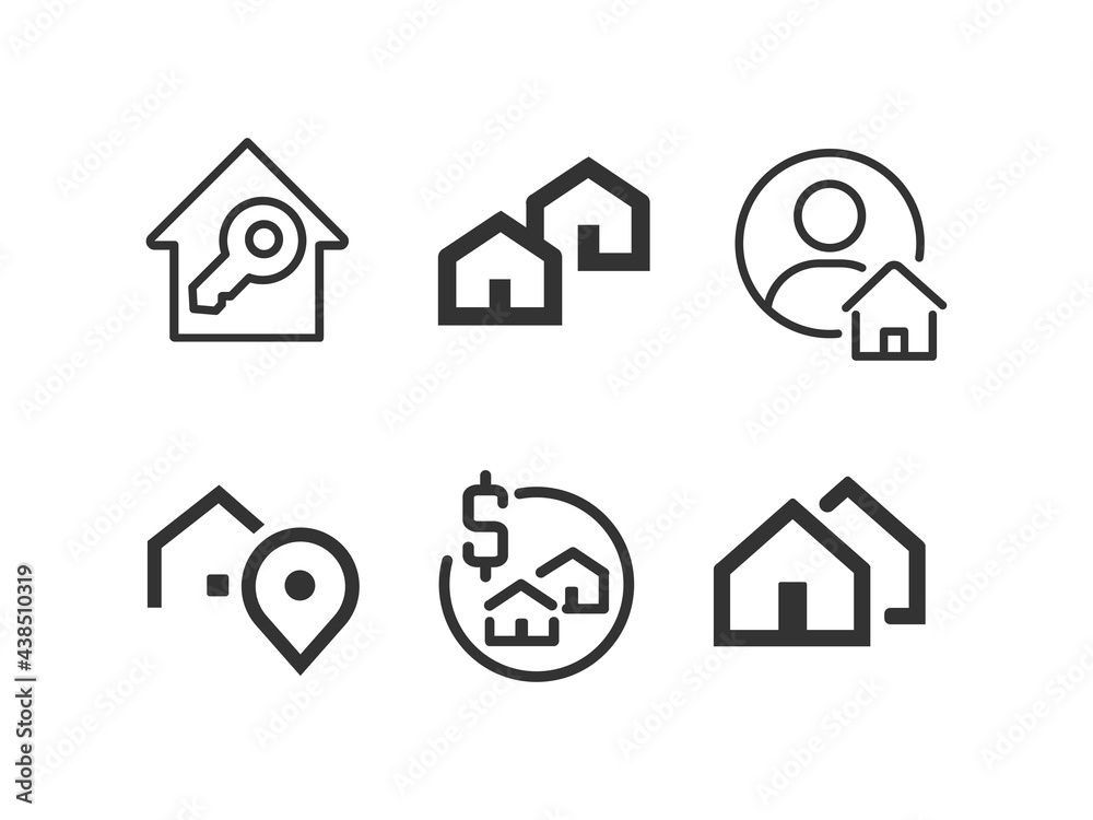 Fototapeta premium Real Estate icon set. Realtor. Vector line icon collection