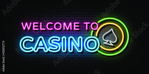 Welcome to casino neon sign vector. neon symbol
