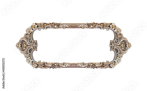 Rectangular empty wooden and silver gilded frame photo