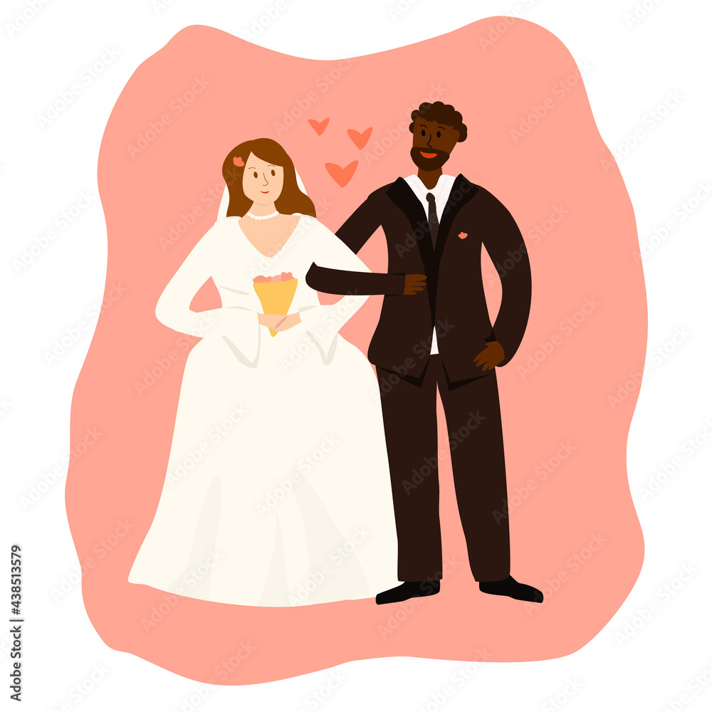 Wedding of young happy couple. Vetor illustration for design, web, prints, posters, etc Wedding of young happy couple. Vetor illustration for design, web, prints, posters, etc