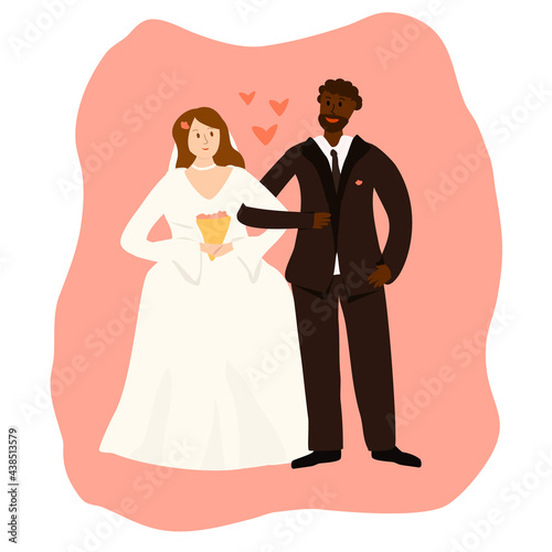 Wedding of young happy couple. Vetor illustration for design, web, prints, posters, etc