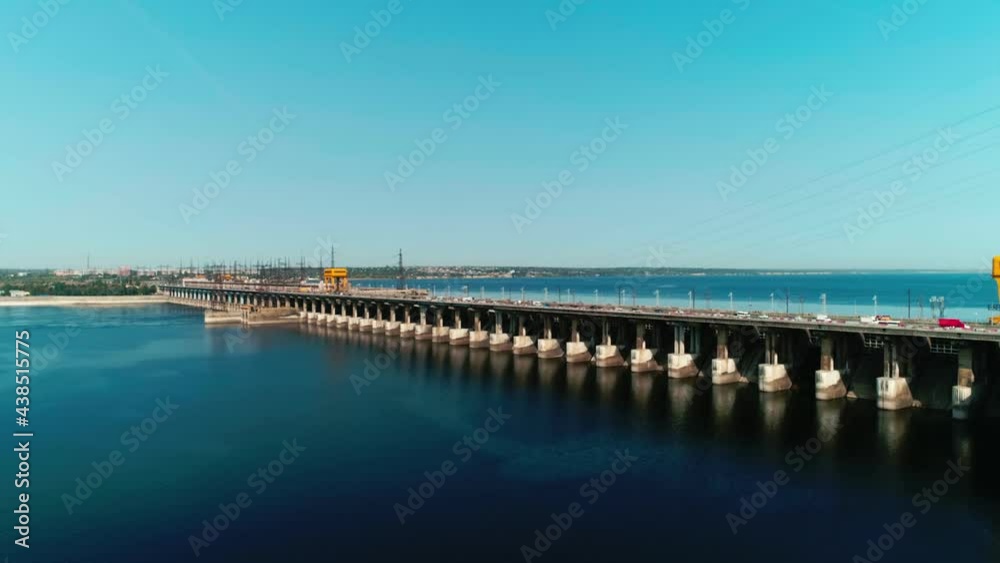 Aerial view of Volgograd Dam Russia on Volga river Aerial view of Volgograd Dam Russia on Volga river