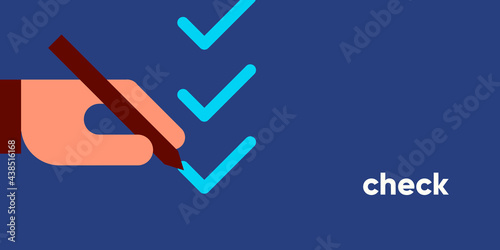 Check. Simple vector flat illustration. Background for social media, poster, banner.